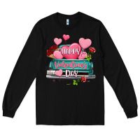 Black Happy Valentine's day turquoise truck Long Sleeve Tee - HowdyJamesFarm