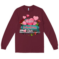 Burgundy Happy Valentine's day turquoise truck Long Sleeve Tee - HowdyJamesFarm