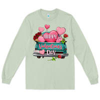 Matcha Happy Valentine's day turquoise truck Long Sleeve Tee - HowdyJamesFarm