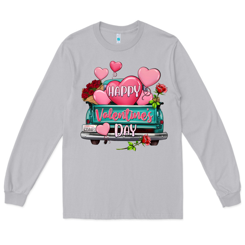 Happy Valentine's Day Turquoise Truck Long Sleeve Tee by HowdyJamesFarm | Teevron