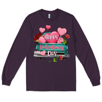 Plum Happy Valentine's day turquoise truck Long Sleeve Tee - HowdyJamesFarm