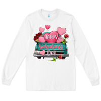White Happy Valentine's day turquoise truck Long Sleeve Tee - HowdyJamesFarm
