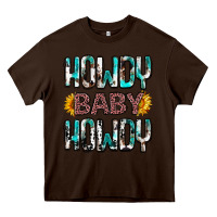 Chocolate Brown western howdy baby howdy Heavy Core Tee - NancyCooperArtShop