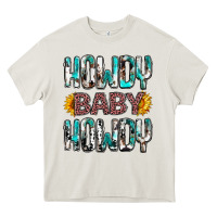 Cream western howdy baby howdy Heavy Core Tee - NancyCooperArtShop