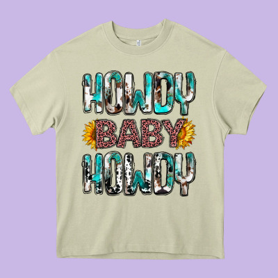 Western Howdy Baby Howdy Heavy Core Tee Designed By Nancycooperartshop
