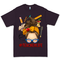 Plum messy bun teacher life Premium Tee - RanaPortraitStore