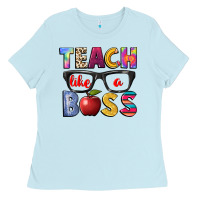 Baby Blue teach like a boss Ladies Tee - NancyCooperArtShop
