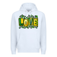 White St. Patrick's Day love Premium Hoodie - FaDigitalArtStudio