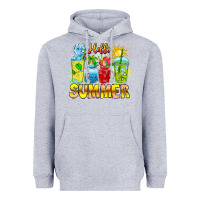 Heather Grey Hello Summer Heavyweight Hoodie - CowhideDigitalArt