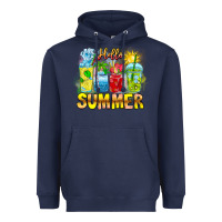 Navy Hello Summer Heavyweight Hoodie - CowhideDigitalArt
