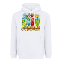 White Hello Summer Heavyweight Hoodie - CowhideDigitalArt