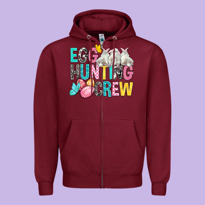 Egg Hunting Crew Easter Day Zipper Hoodie Designed By Bundleandbundleshop