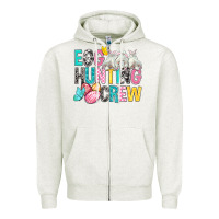 Oatmeal Heather Egg Hunting Crew easter Day Zipper Hoodie - BundleAndBundleShop