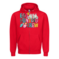 Red Egg Hunting Crew easter Day Zipper Hoodie - BundleAndBundleShop