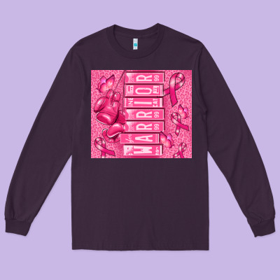 Warrior Breast Cancer Long Sleeve Tee Designed By Ranaportraitstore