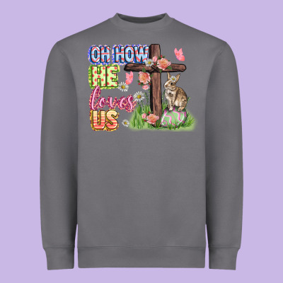 Oh How He Loves Us Easter Day Heavyweight Sweatshirt Designed By Cowgirlartshop