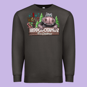 Iwant Hippopota Maps For Christmas Premium Sweatshirt Designed By Cowhidedigitalart