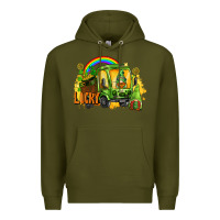 Army Green lucky gnomes truck St. Patrick's Day Premium Hoodie - FaDigitalArtStudio