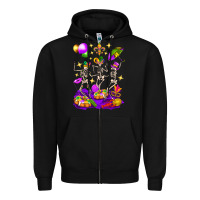 Black Mardi Gras Skeletons Zipper Hoodie - BundleAndBundleShop
