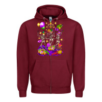 Burgundy Mardi Gras Skeletons Zipper Hoodie - BundleAndBundleShop