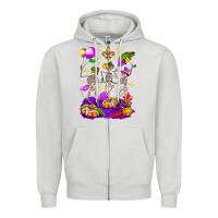 Dove Grey Mardi Gras Skeletons Zipper Hoodie - BundleAndBundleShop