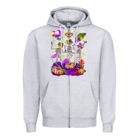 Heather Grey Mardi Gras Skeletons Zipper Hoodie - BundleAndBundleShop