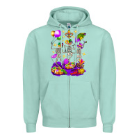 Seafoam Mardi Gras Skeletons Zipper Hoodie - BundleAndBundleShop