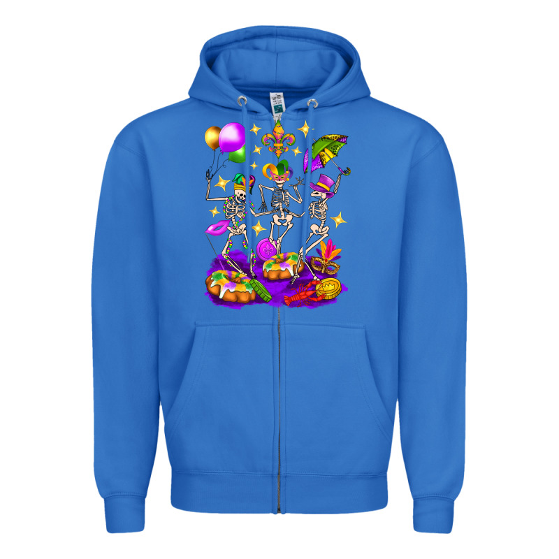 Mardi Gras Skeletons Zipper Hoodie by BundleAndBundleShop | Teevron