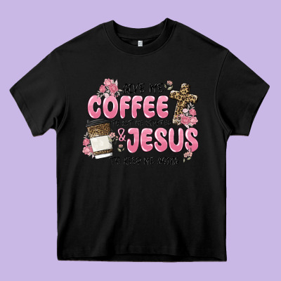 Give Me Coffee Jesus Heavy Core Tee Designed By Maliassmallbusiness