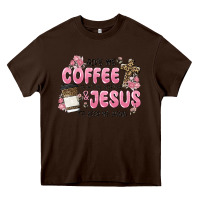 Chocolate Brown give me coffee jesus Heavy Core Tee - MaliasSmallBusiness