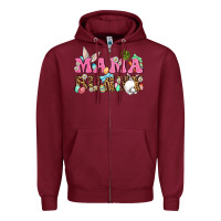 Burgundy Western Mama Bunny Zipper Hoodie - BundleAndBundleShop
