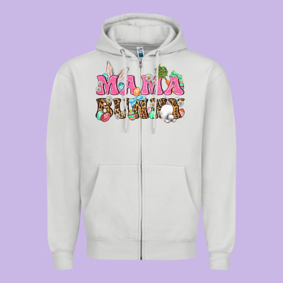 Western Mama Bunny Zipper Hoodie Designed By Bundleandbundleshop