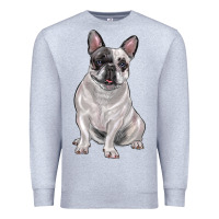 Heather Grey white black french bulldog Premium Sweatshirt - LillyAllenDesigns