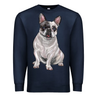 Navy white black french bulldog Premium Sweatshirt - LillyAllenDesigns
