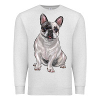 Oatmeal Heather white black french bulldog Premium Sweatshirt - LillyAllenDesigns