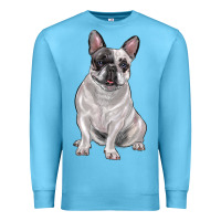 Ocean Blue white black french bulldog Premium Sweatshirt - LillyAllenDesigns