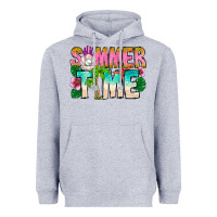 Heather Grey Summer Time Heavyweight Hoodie - CowhideDigitalArt