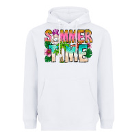 White Summer Time Heavyweight Hoodie - CowhideDigitalArt