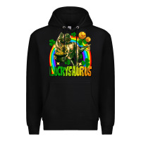 Black luckysaurus St. Patricks Day Premium Hoodie - FaDigitalArtStudio