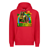 Red luckysaurus St. Patricks Day Premium Hoodie - FaDigitalArtStudio