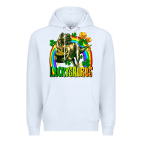 White luckysaurus St. Patricks Day Premium Hoodie - FaDigitalArtStudio