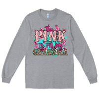 Heather Grey The pink is for my Grandma Cancer Awareness Long Sleeve Tee - HowdyJamesFarm