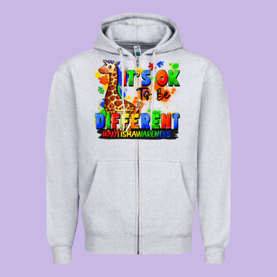 It's Ok To Be Different Autism Awareness Zipper Hoodie Designed By Fadigitalartstudio