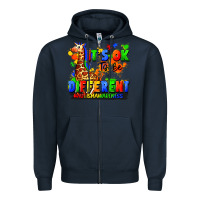Navy it's ok to be different autism awareness Zipper Hoodie - FaDigitalArtStudio
