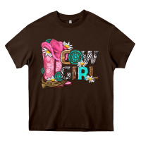 Chocolate Brown western cowgirl Heavy Core Tee - NancyCooperArtShop