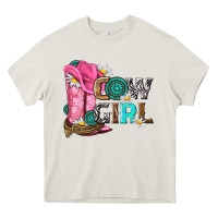 Cream western cowgirl Heavy Core Tee - NancyCooperArtShop