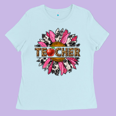 Western Teacher Sunflower Ladies Tee Designed By Nancycooperartshop