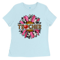Baby Blue western teacher sunflower Ladies Tee - NancyCooperArtShop