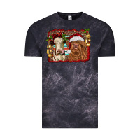 Cloud Black christmas heifer and highland cow with serape background Vintage Tee - RanaPortraitStore