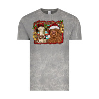Cloud Rock christmas heifer and highland cow with serape background Vintage Tee - RanaPortraitStore